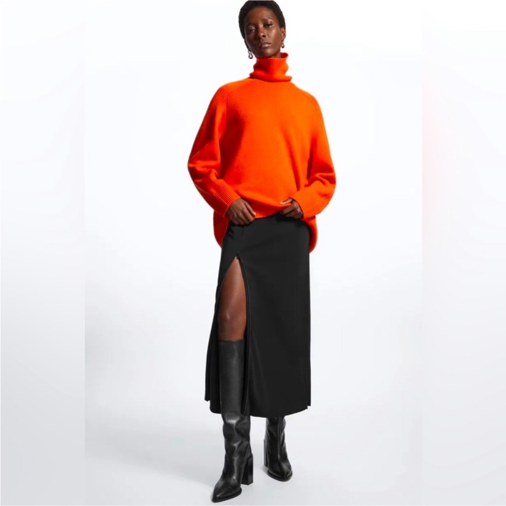 COS pure cashmere sweater in bright orange